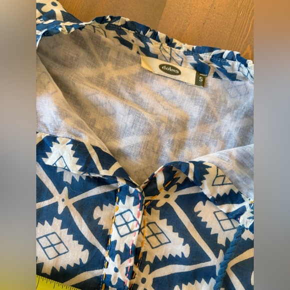 Dolma Cotton Blue and White Midi Dress Size Small - Picture 2 of 11